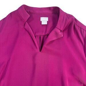 Chico's Pink V Neck Long Sleeve Blouse Top Size 12 Chicos Size 2